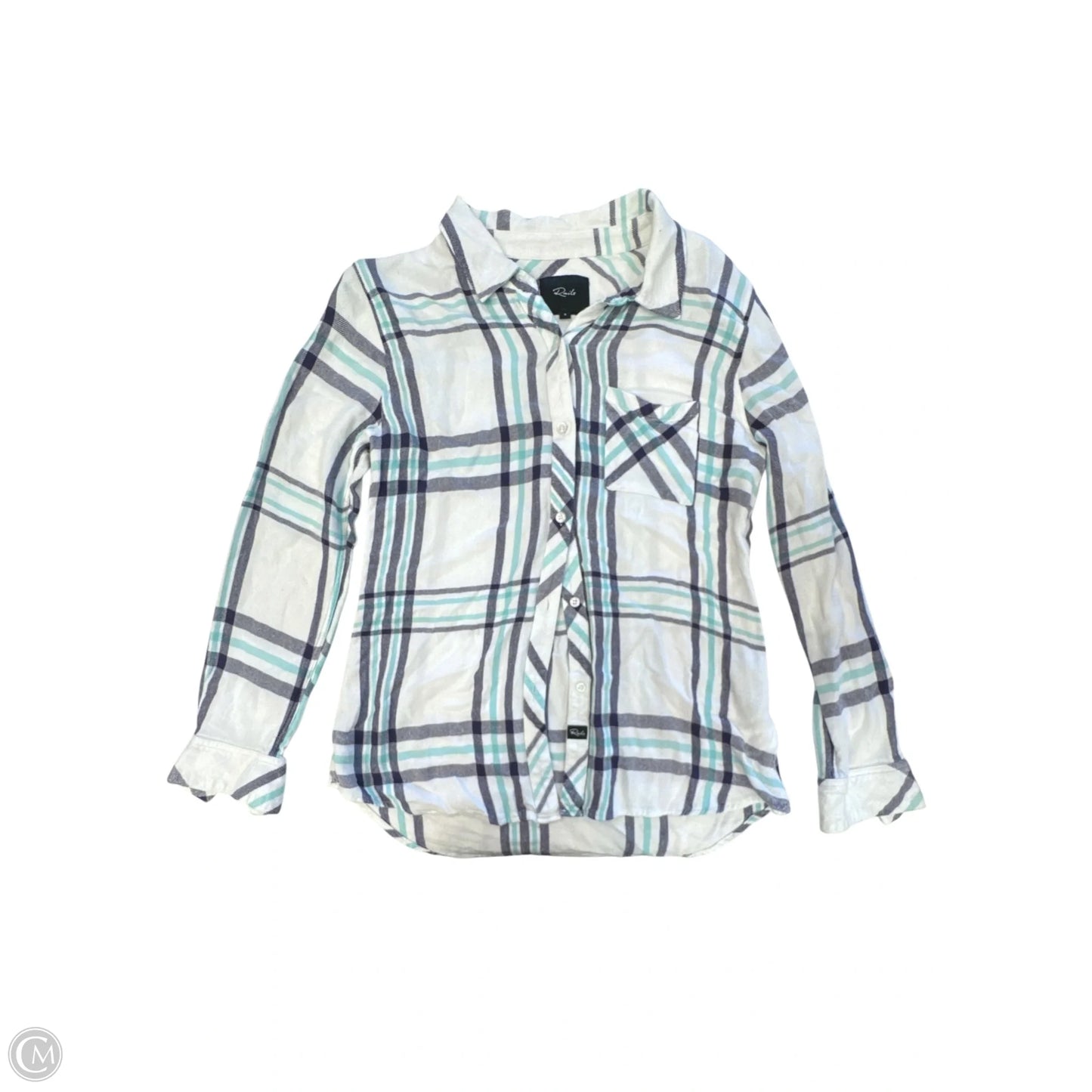 Blouse Long Sleeve By Rails In Purple & White, Size: S
