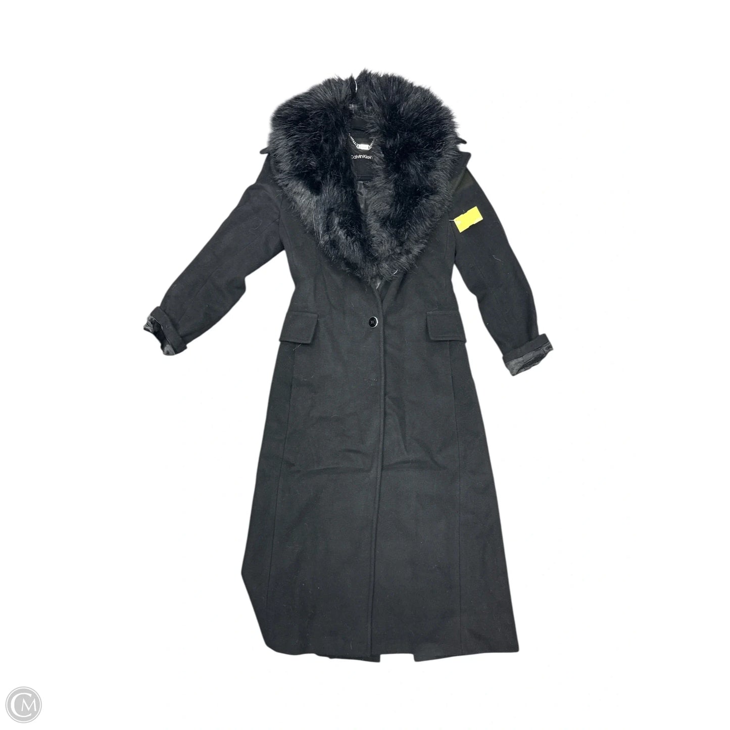 Coat Trench Coat By Calvin Klein In Black, Size: 2