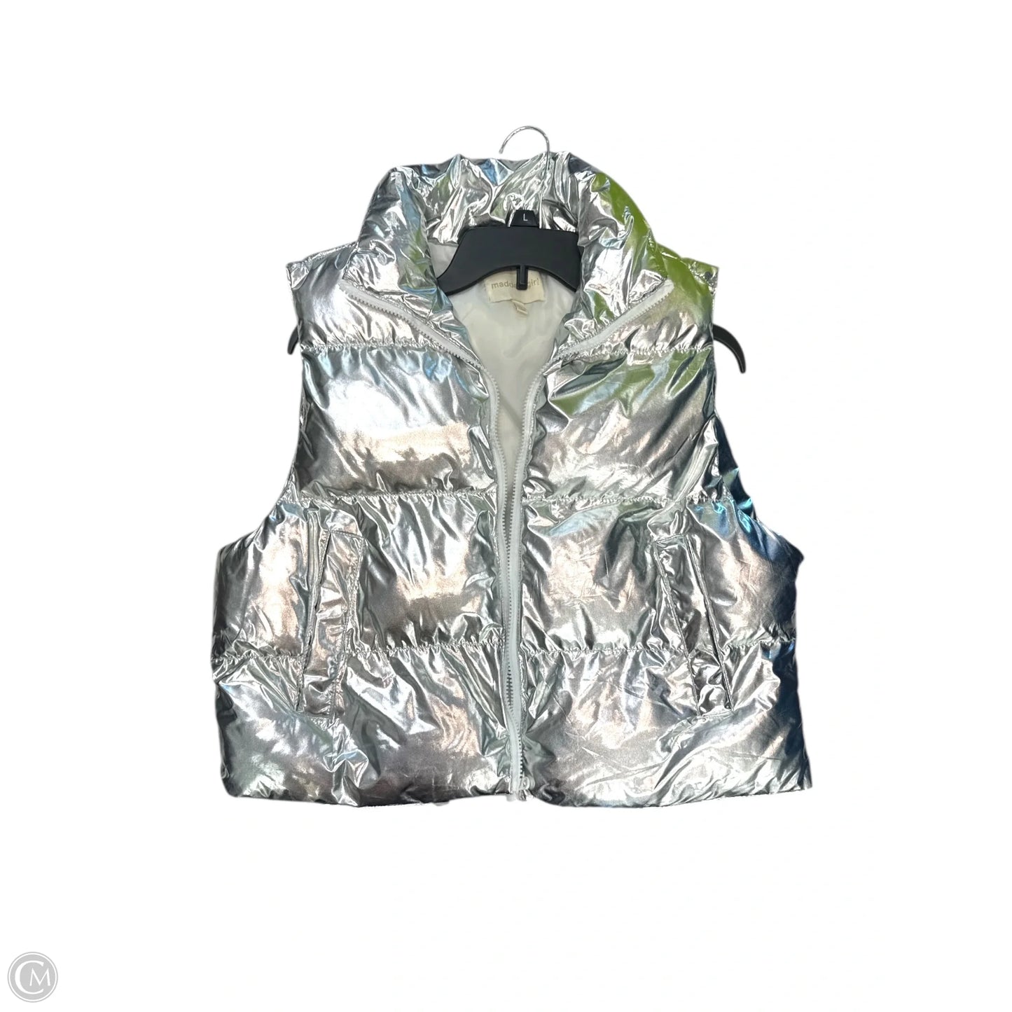 Vest Puffer & Quilted By Madden Girl In Silver, Size: L