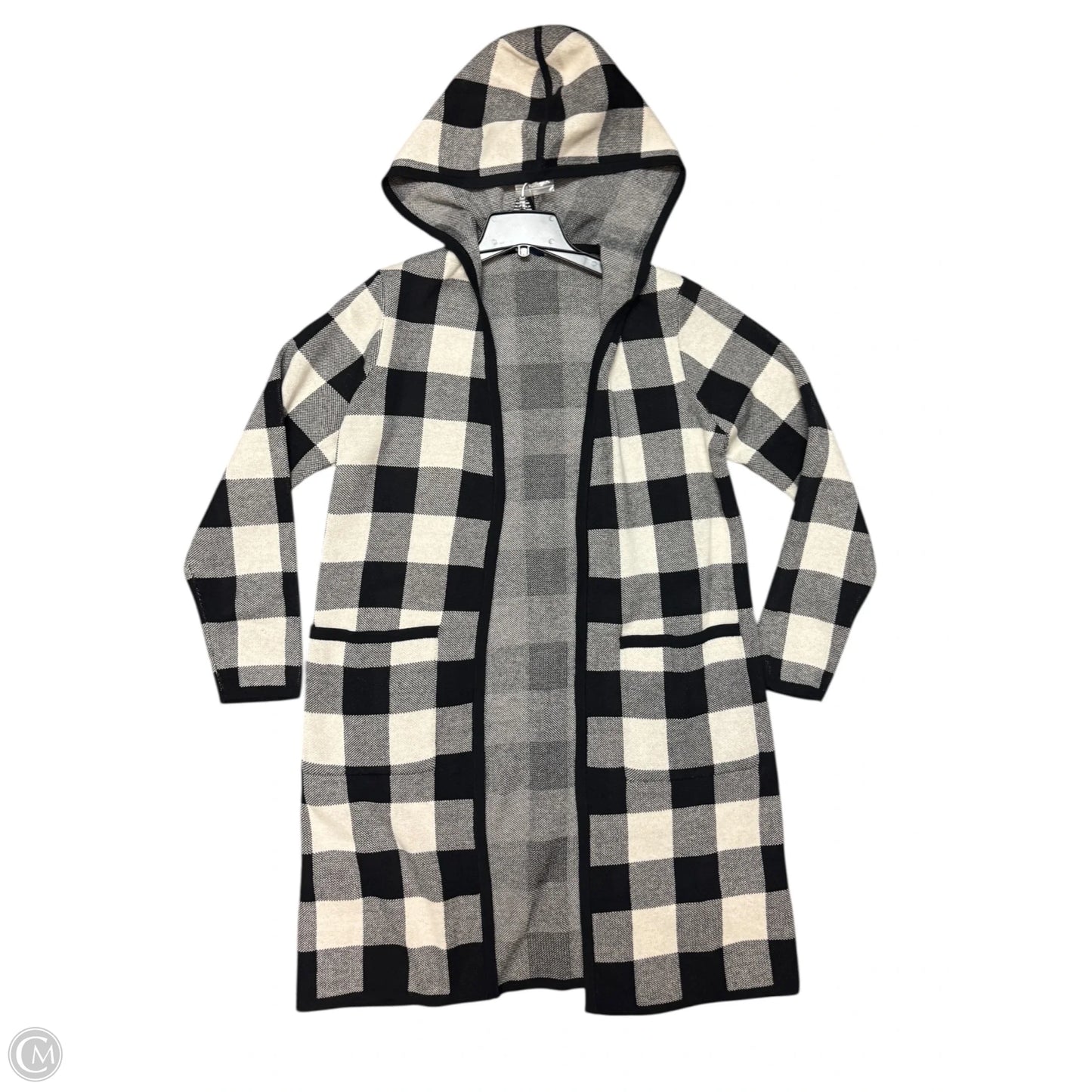 Sweater Cardigan By Denim And Company In Black & White, Size: M