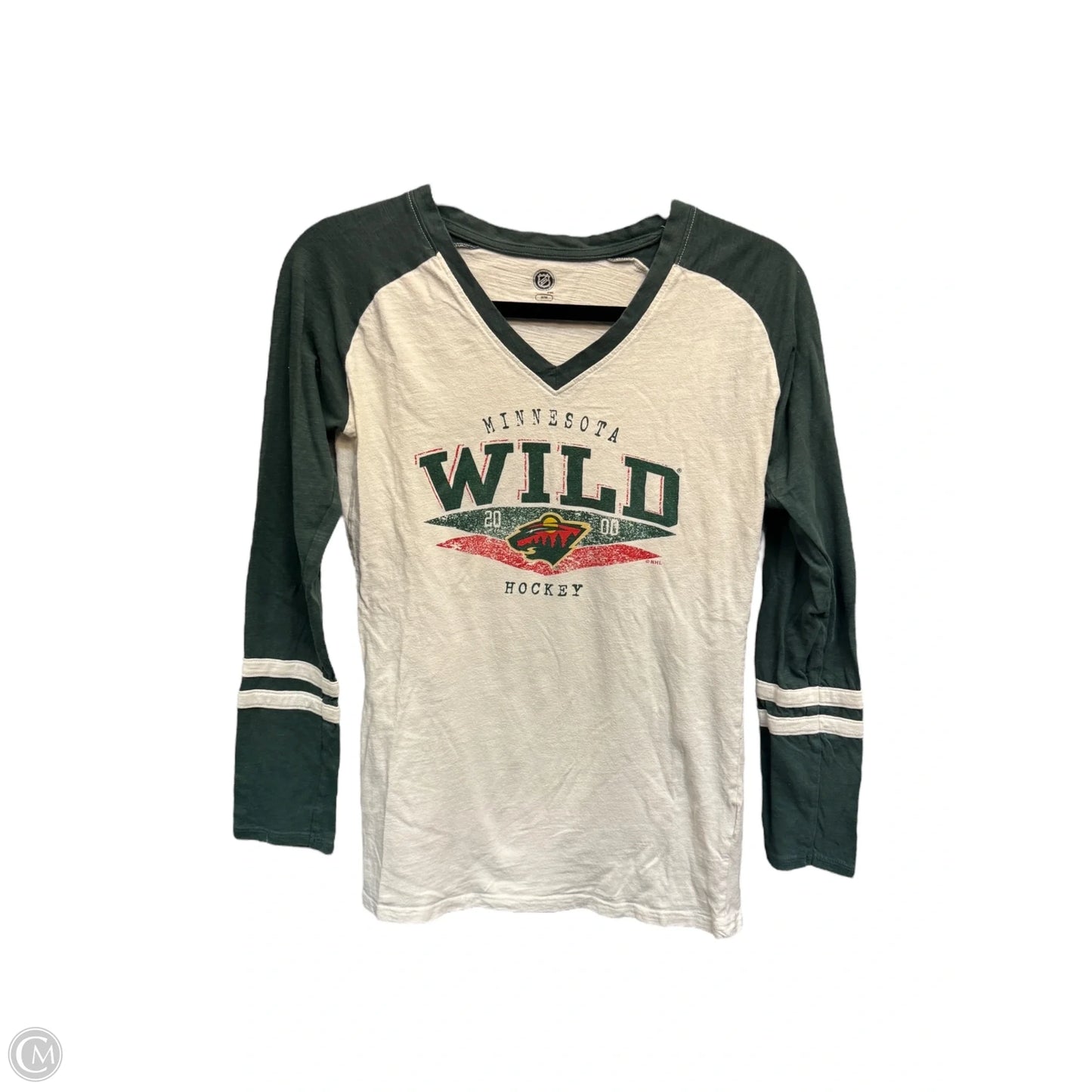 Top Long Sleeve By Nhl In Green & White, Size: M