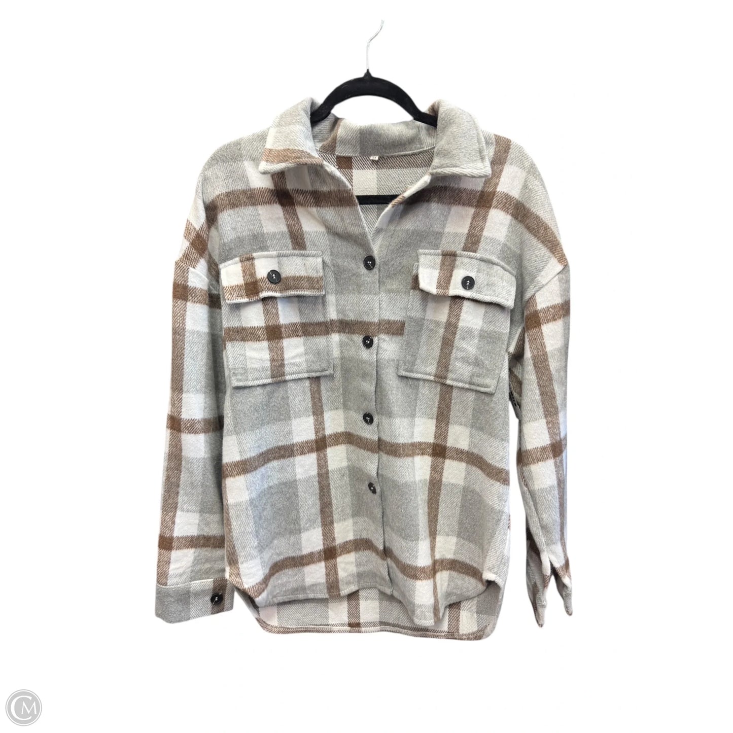 Jacket Shirt By Clothes Mentor In Grey & Tan, Size: M