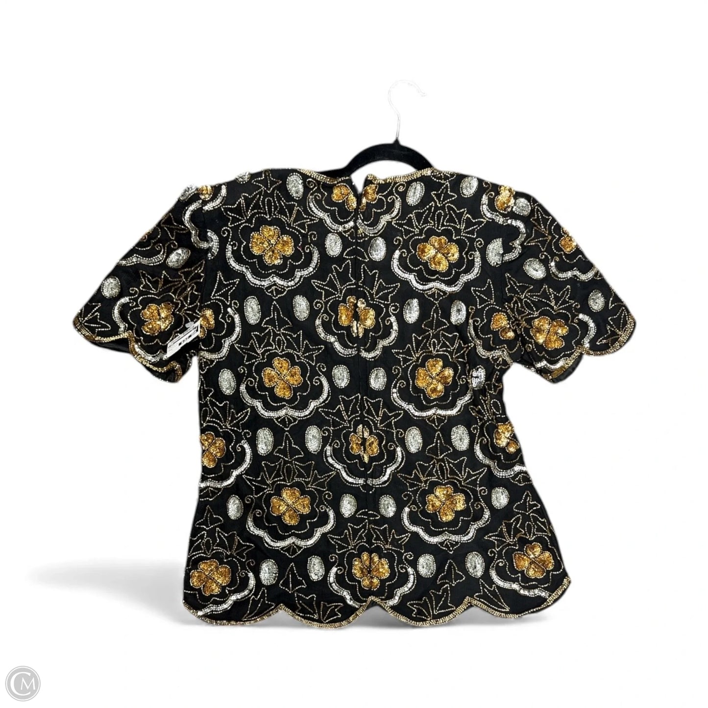 Top Short Sleeve By Cma In Black & Gold, Size: L