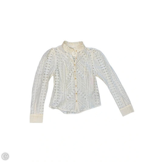 Blouse Long Sleeve By Anthropologie In White, Size: Xs