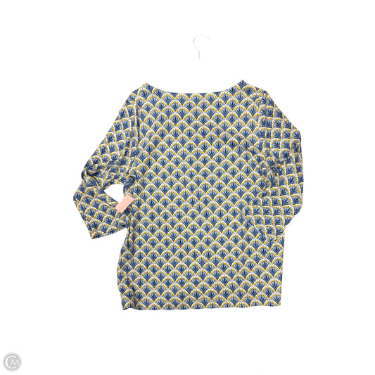 Top 3/4 Sleeve By Croft And Barrow In Blue & Yellow, Size: L