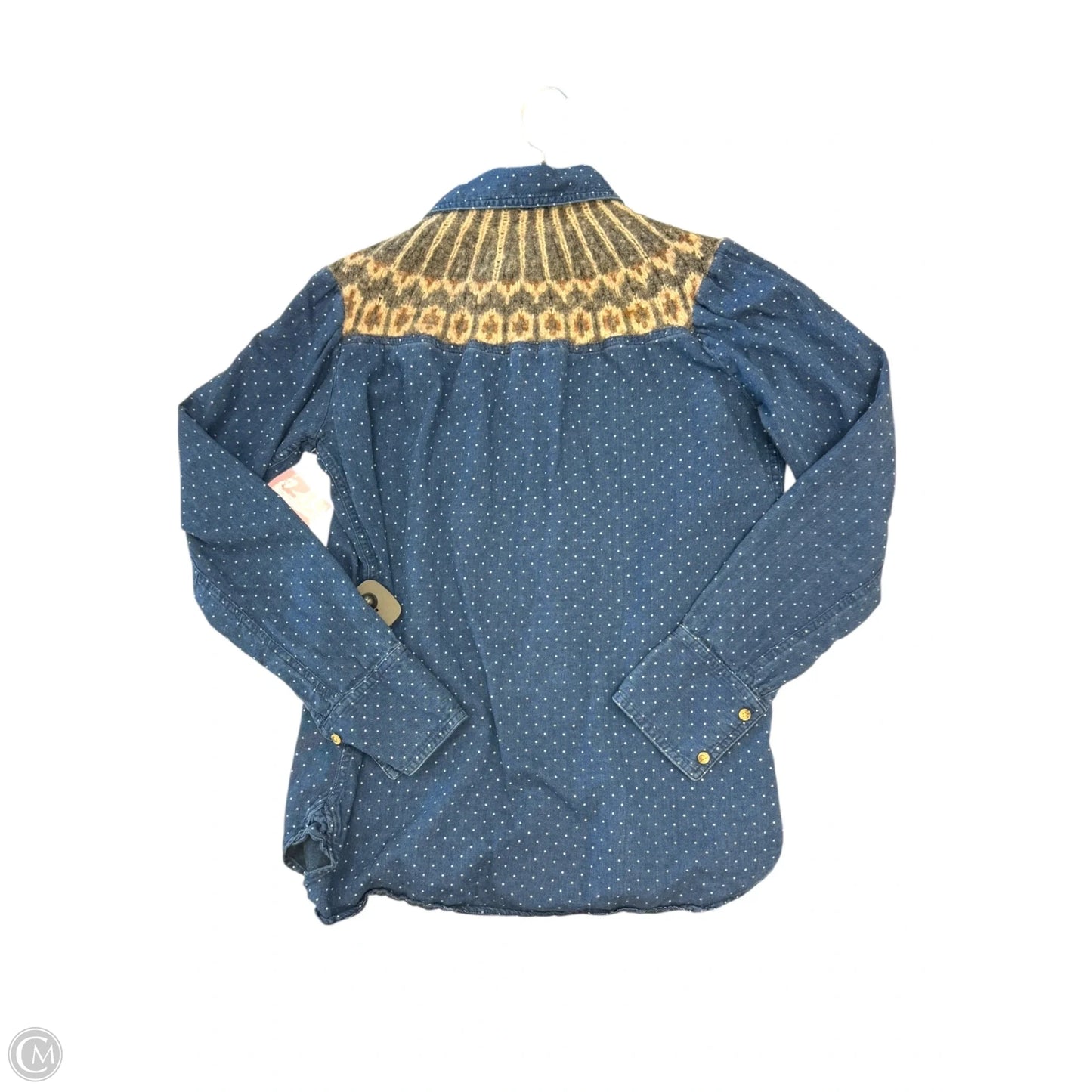 Top Long Sleeve By Free People In Blue & Brown, Size: S