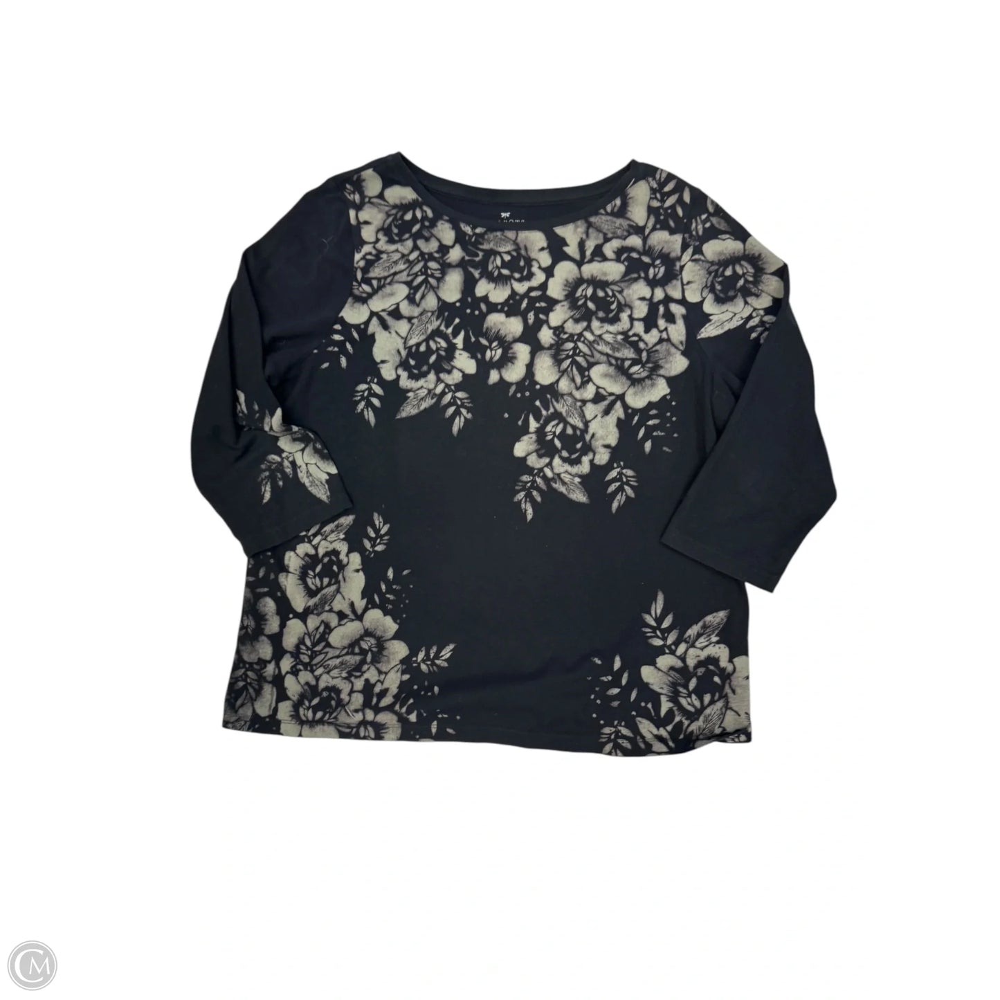Top 3/4 Sleeve By Talbots In Black, Size: 1x