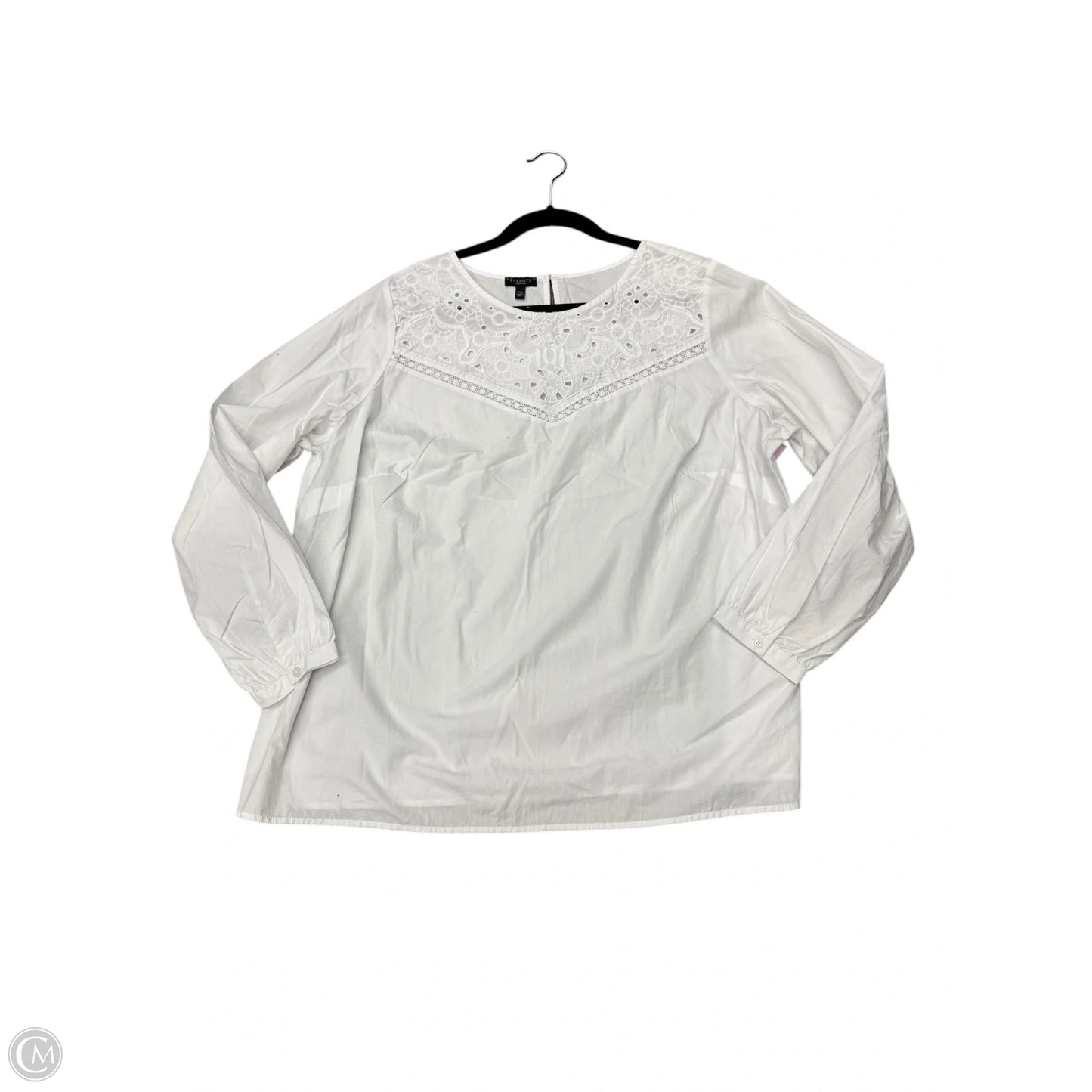 Top Long Sleeve By Talbots In White, Size: 2x