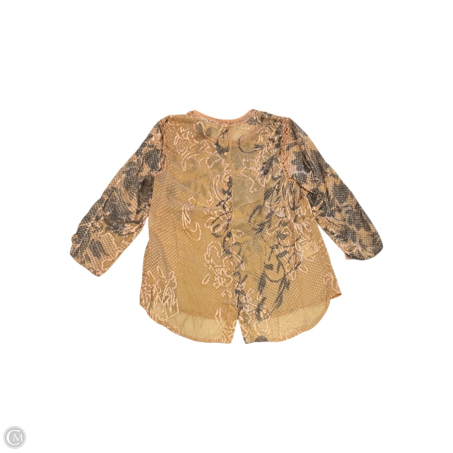 Blouse 3/4 Sleeve By Meadow Rue In Tan, Size: S