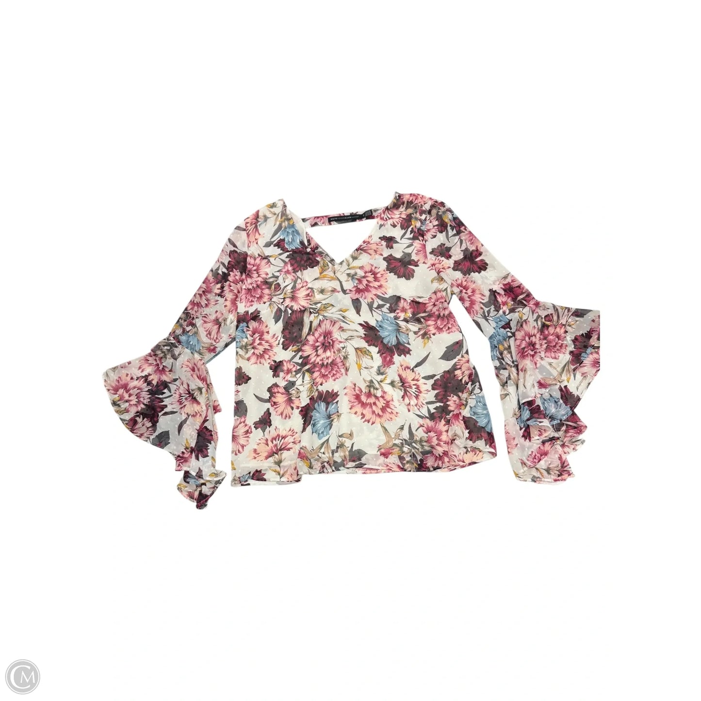 Top Long Sleeve By White House Black Market In Floral Print, Size: L