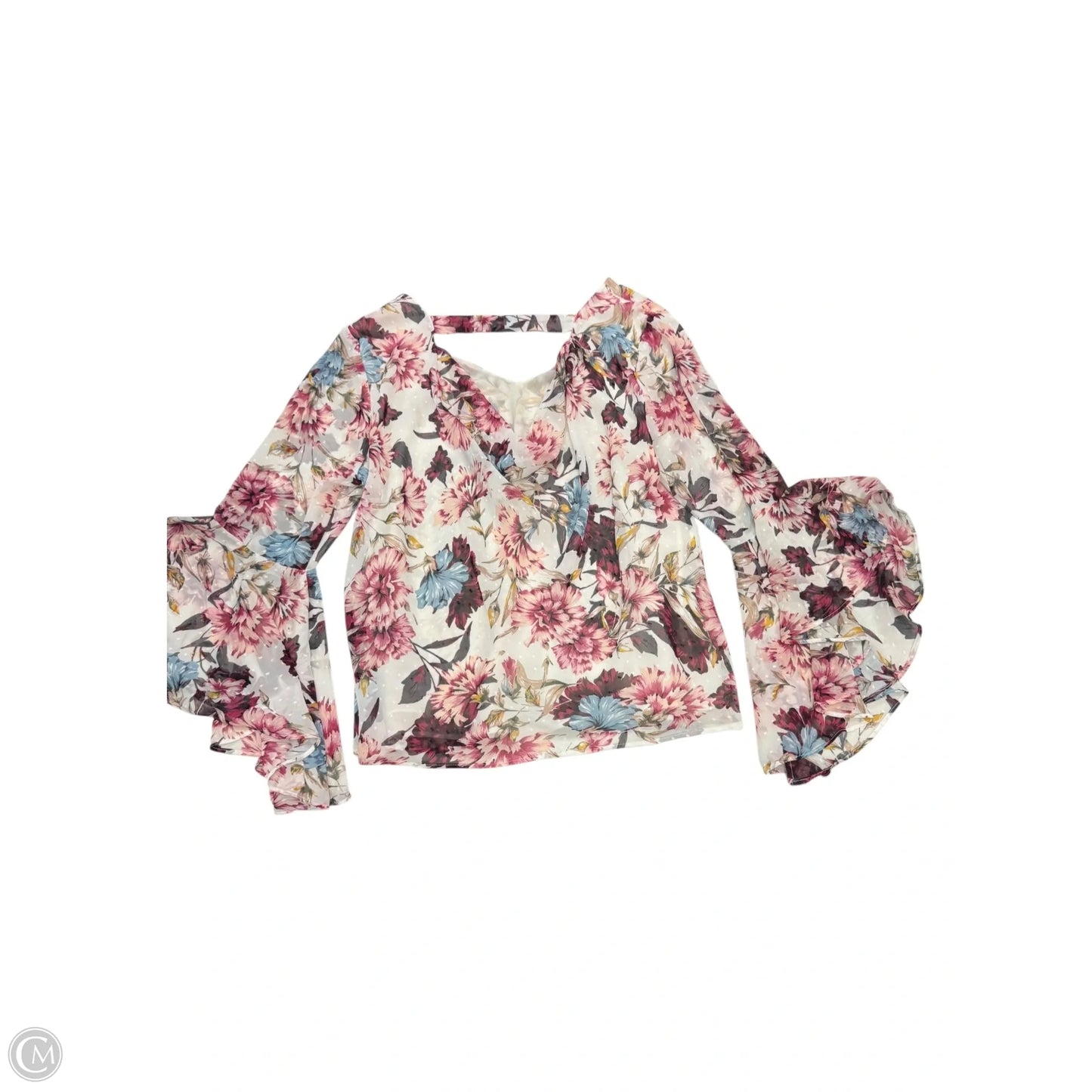 Top Long Sleeve By White House Black Market In Floral Print, Size: L