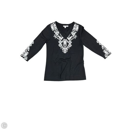 Top 3/4 Sleeve By Chicos In Black & White, Size: S