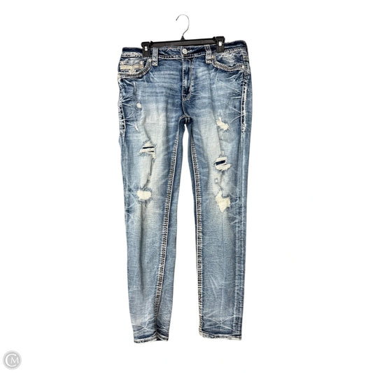 Jeans Skinny By Rock Revival In Blue Denim, Size: 16