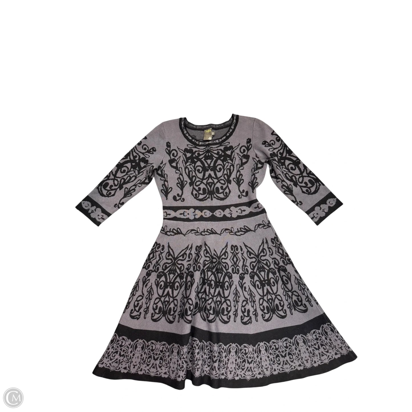 Dress Casual Midi By Taylor In Black & Grey, Size: 10