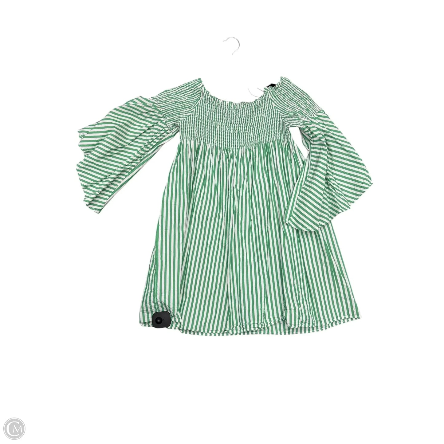 Blouse Short Sleeve By Zara In Green & White, Size: M