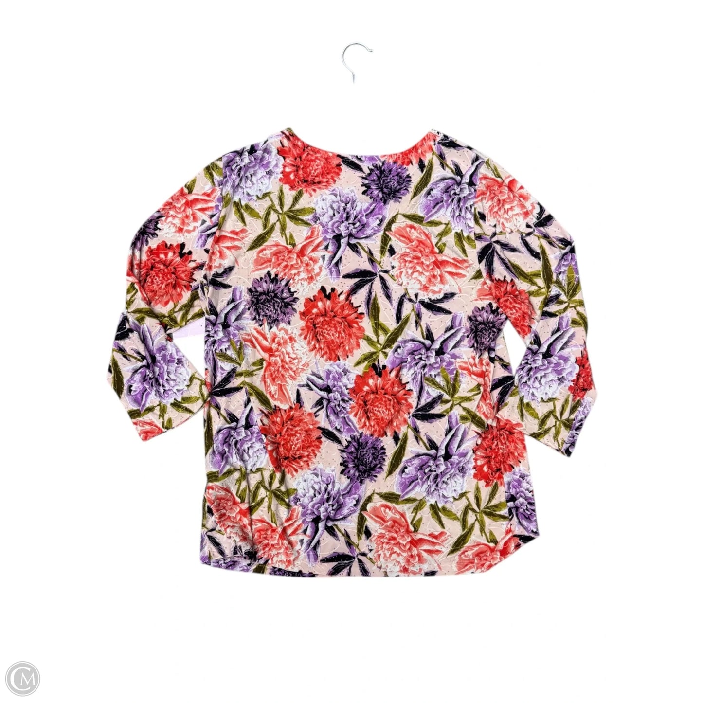 Top 3/4 Sleeve By Jm Collections In Floral Print, Size: Xl
