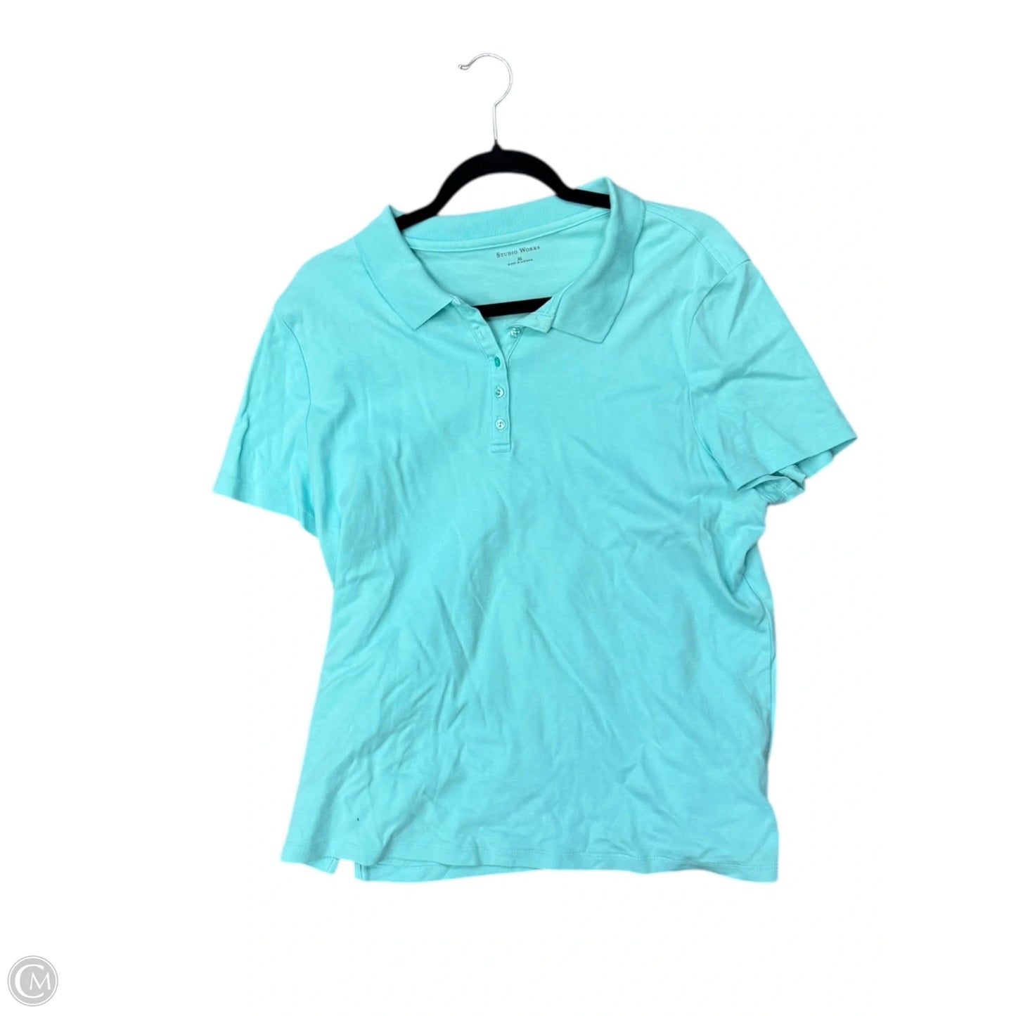 Top Short Sleeve By Studio Works In Aqua, Size: Xl