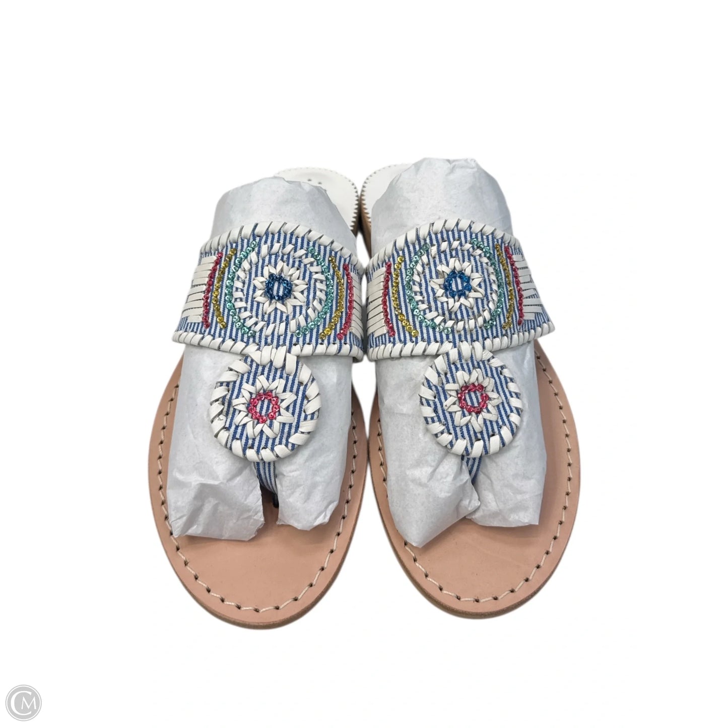 Sandals Flats By Jack Rogers In Blue & White, Size: 6.5