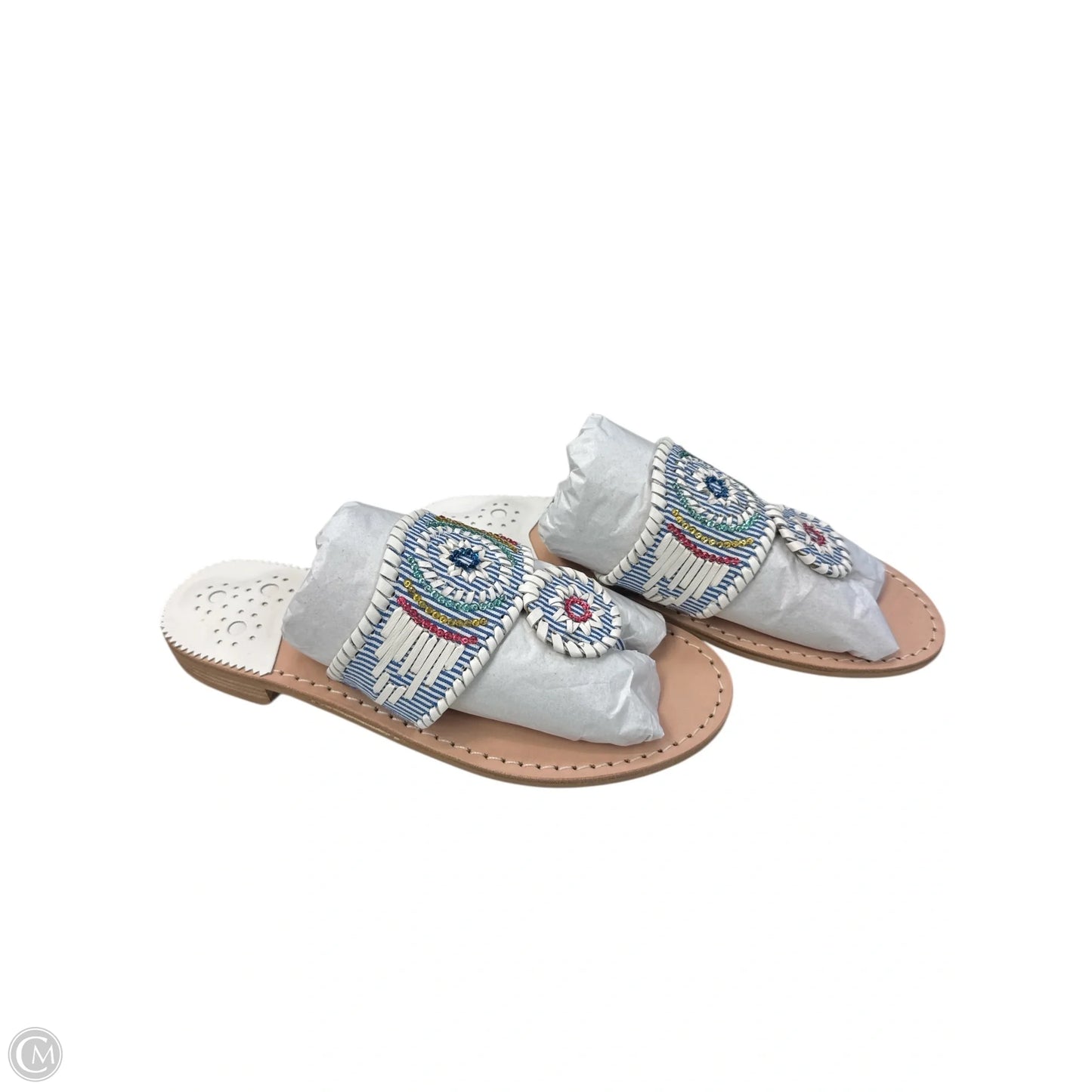 Sandals Flats By Jack Rogers In Blue & White, Size: 6.5
