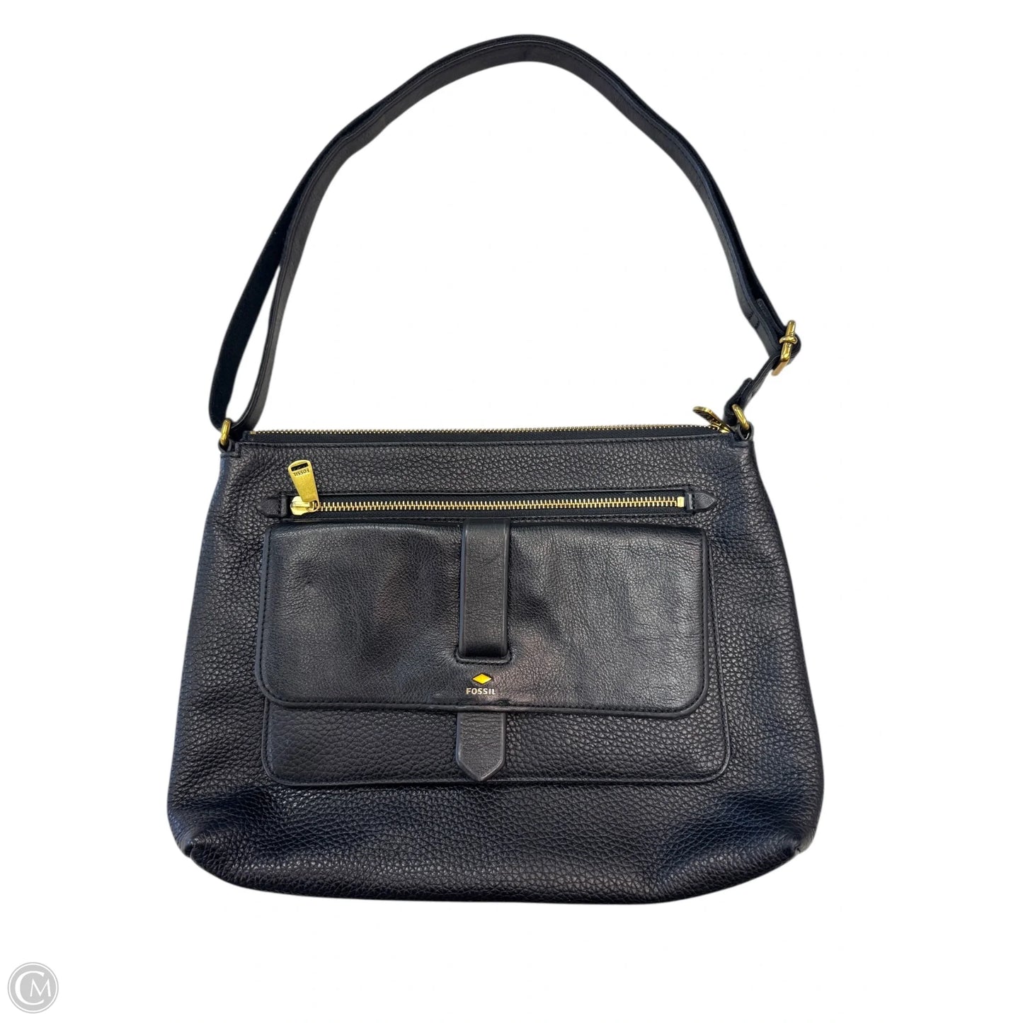 Handbag Leather By Fossil, Size: Medium