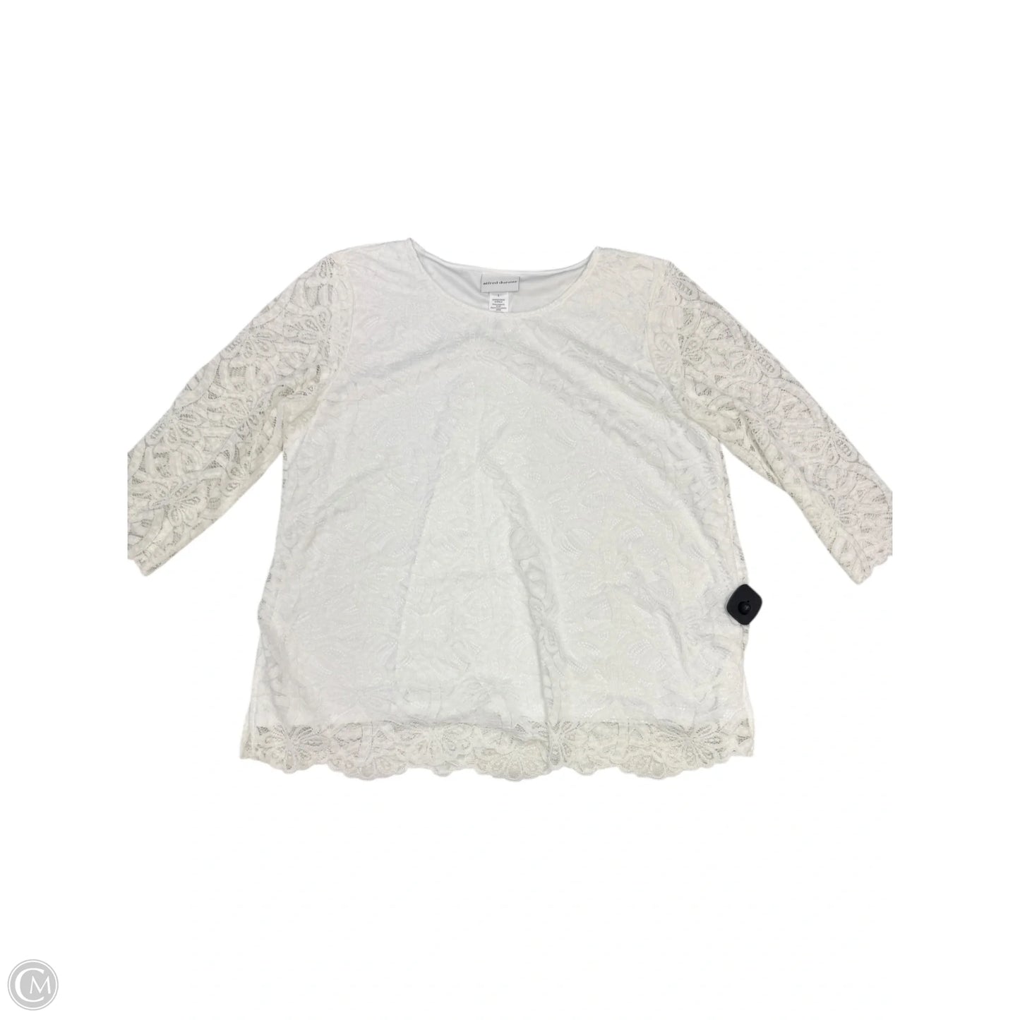 Blouse 3/4 Sleeve By Alfred Dunner In White, Size: L