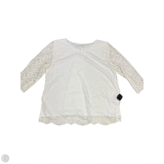 Blouse 3/4 Sleeve By Alfred Dunner In White, Size: L