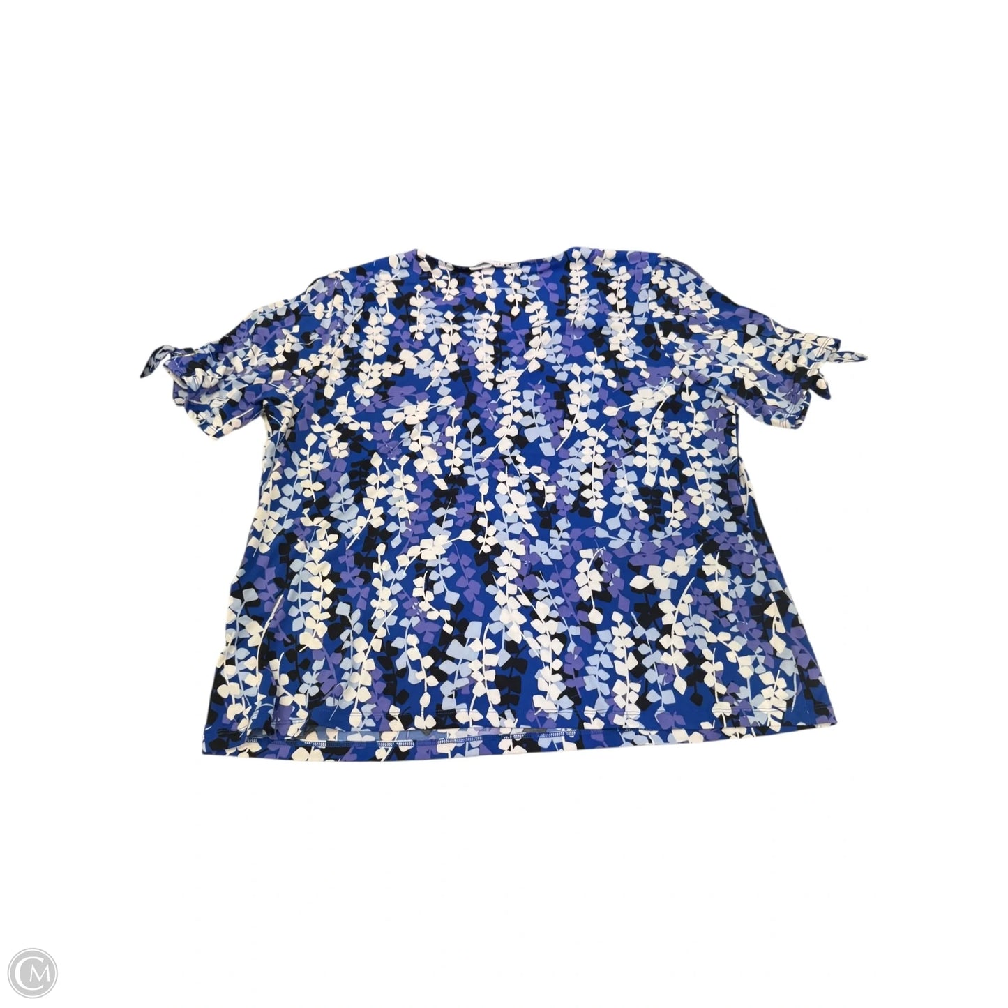 Blouse Short Sleeve By Liz Claiborne In Blue, Size: Xl
