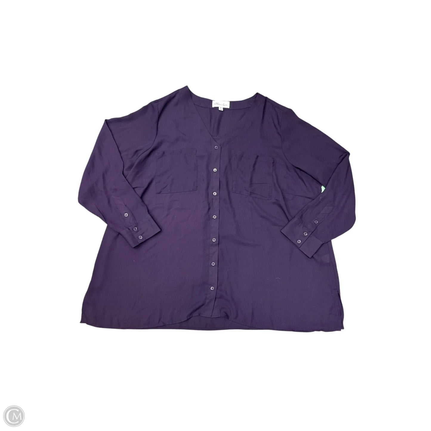 Top 3/4 Sleeve Basic By Clothes Mentor In Purple, Size: 3x