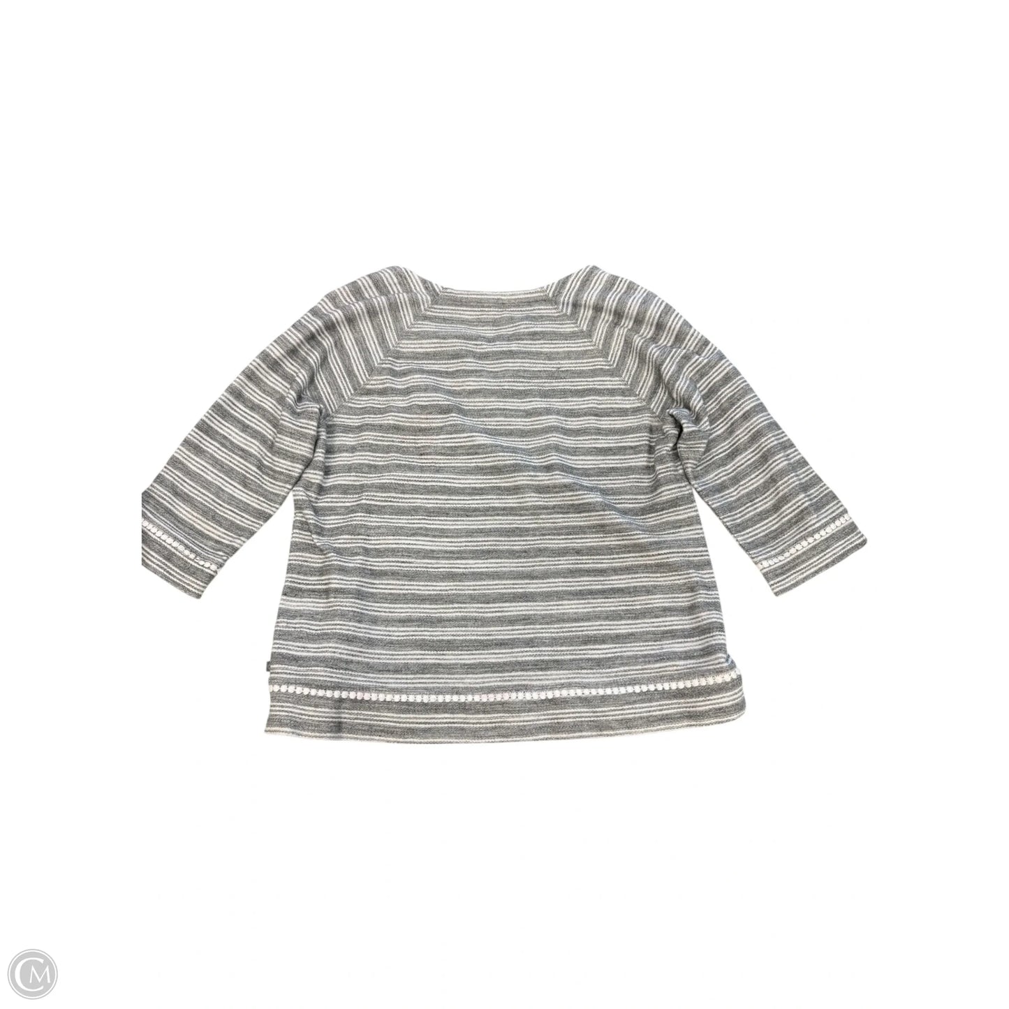 Top Long Sleeve By Talbots In Grey & White, Size: L