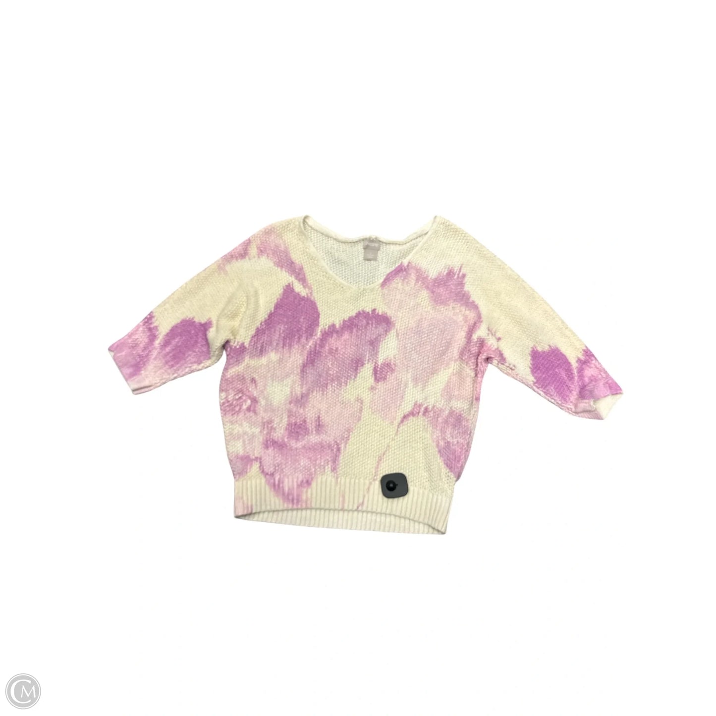 Sweater By Chicos In Purple & White, Size: M