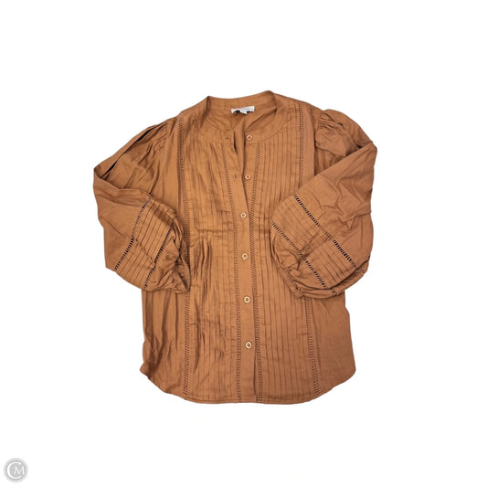 Top Long Sleeve By Evereve In Brown, Size: Xs