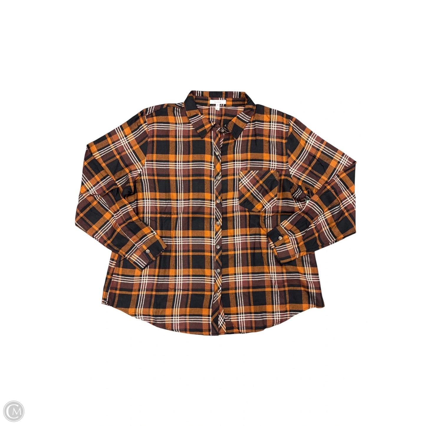 Top Long Sleeve By Maurices In Plaid Pattern, Size: Xl