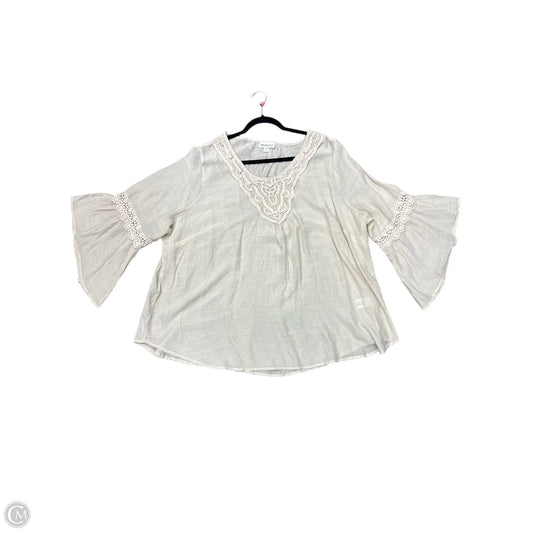 Top 3/4 Sleeve By Westport In Beige, Size: 3x