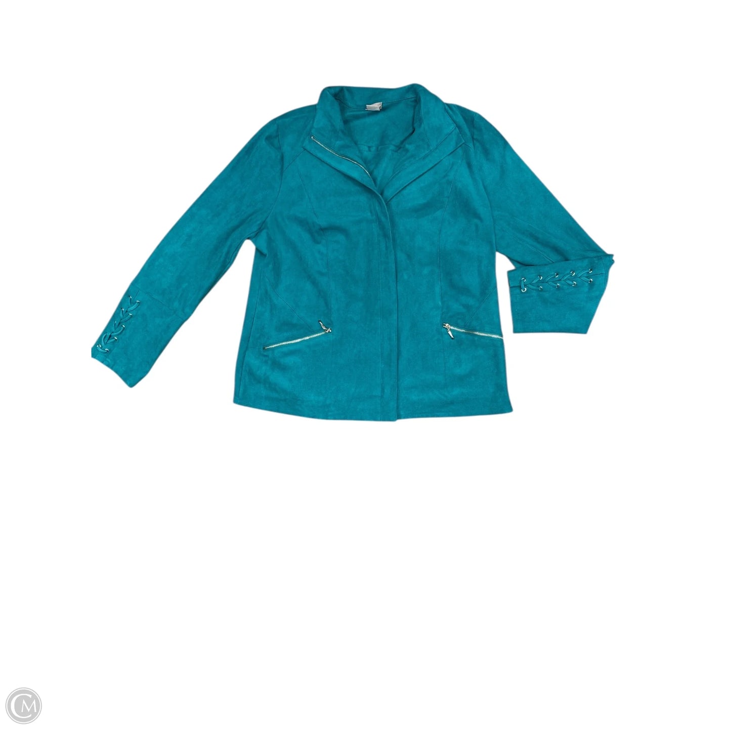 Jacket Moto By Chicos In Blue, Size: 2