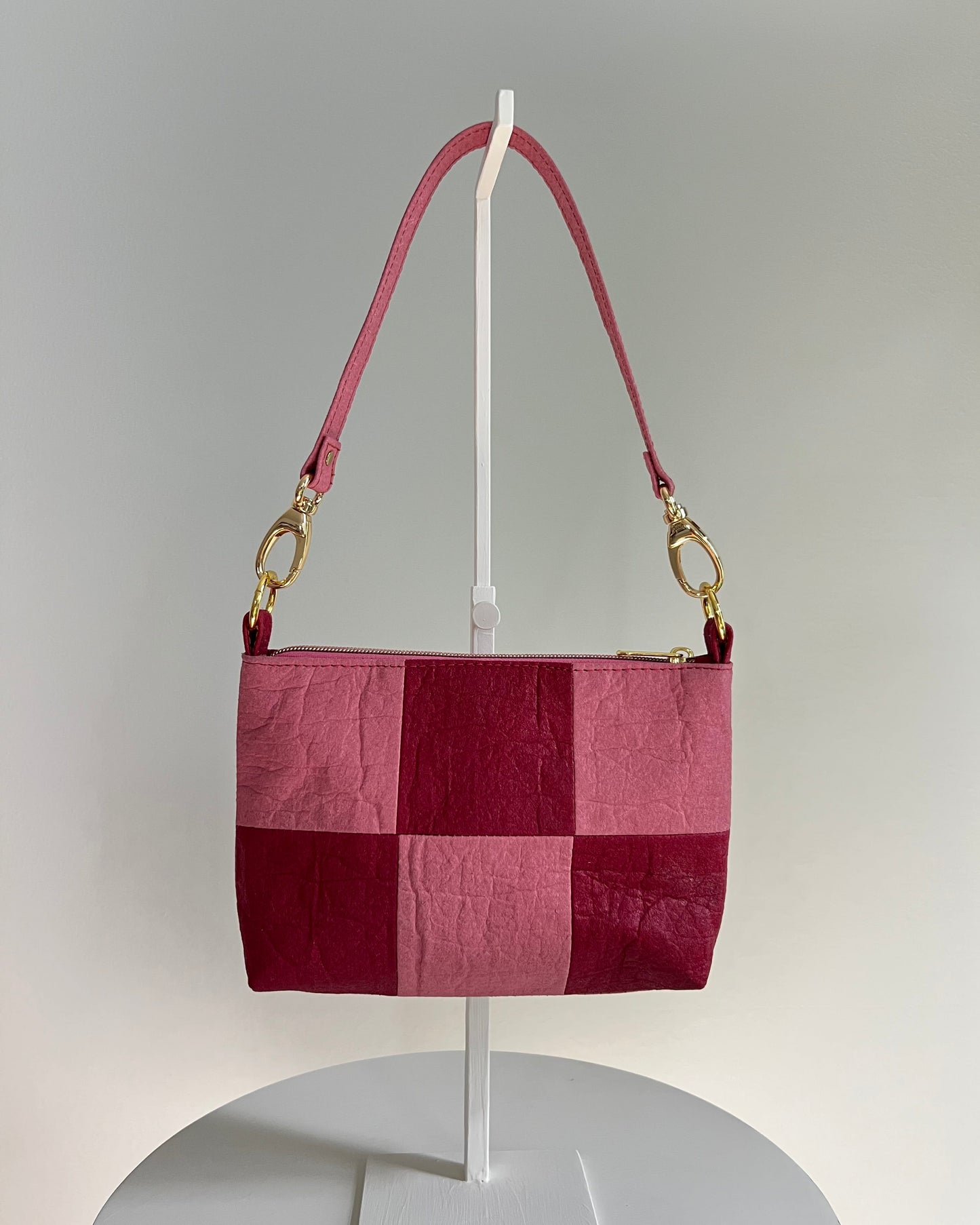 Baguette, Checkered Patchwork Rose/Burgundy
