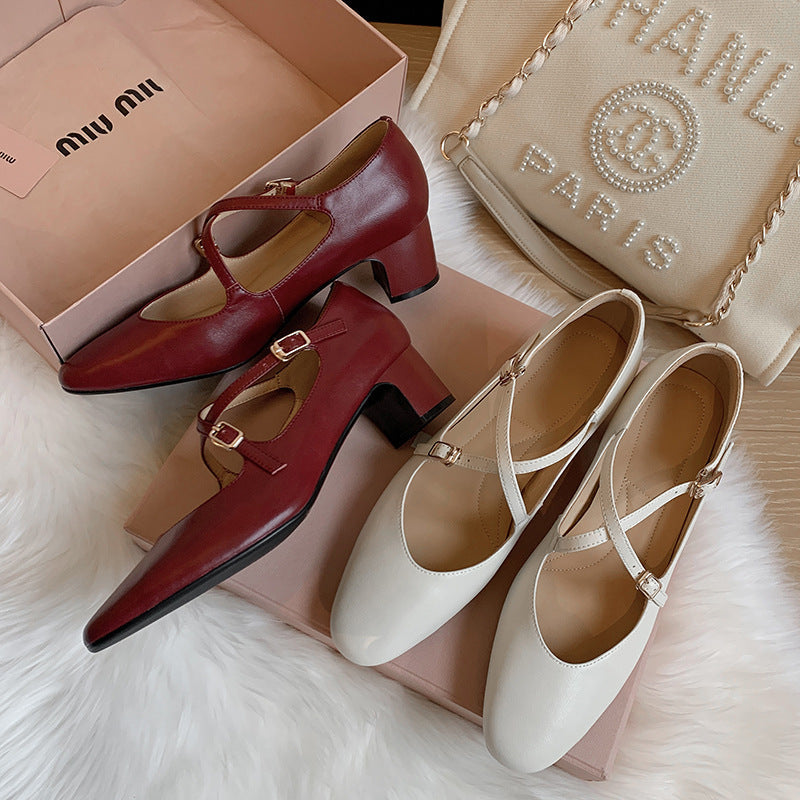 High Heel Soft Bottom Mid Heel Chunky Heel Low-cut Shoes