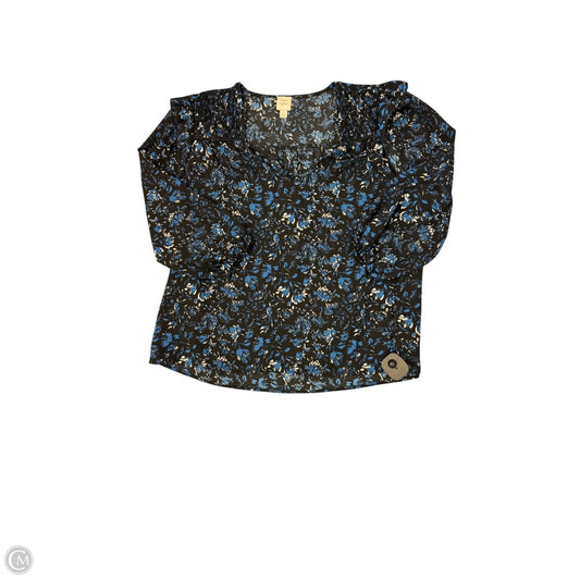 Blouse 3/4 Sleeve By Clothes Mentor In Black & Blue, Size: S