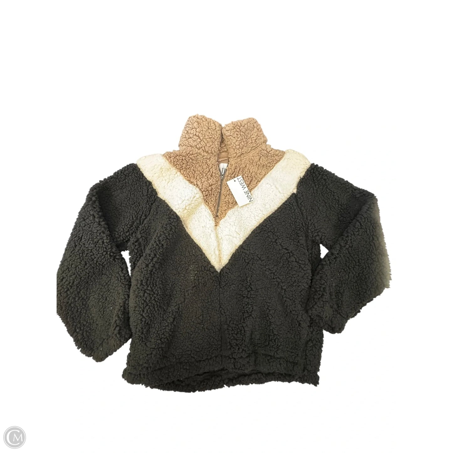 Jacket Fleece By Nine West In Black & Cream, Size: S