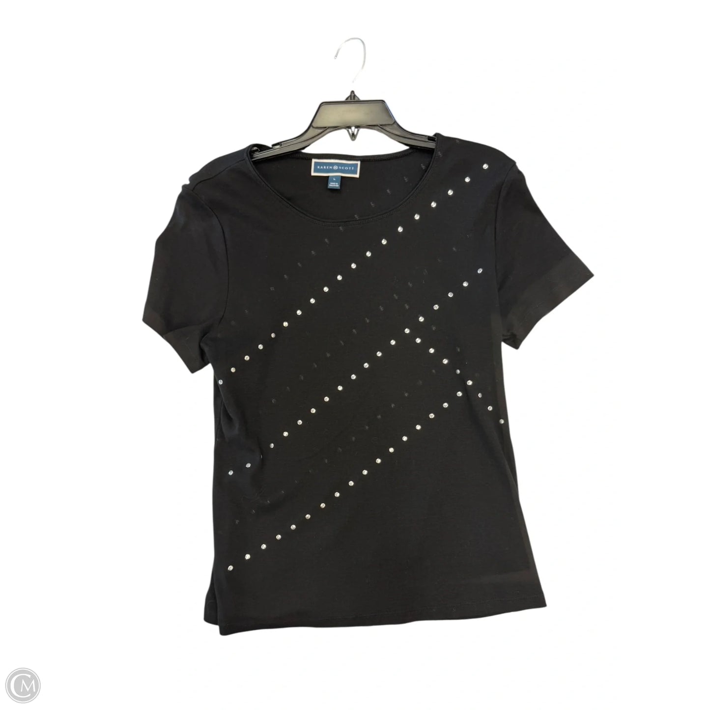 Top Short Sleeve Basic By Karen Scott In Black, Size: L