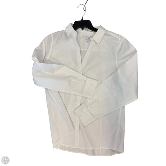 Blouse Long Sleeve By Foxcroft In White, Size: Xl
