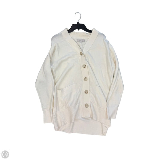Sweater Cardigan By Loft In Cream, Size: M