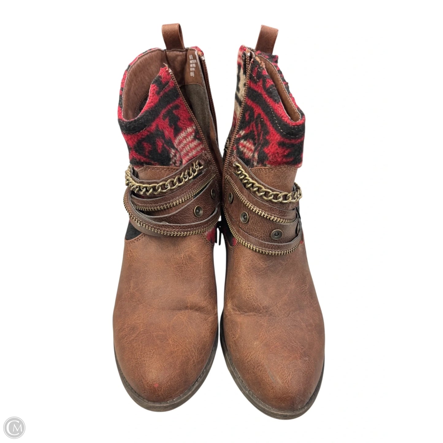 Boots Ankle Heels By Clothes Mentor In Brown, Size: 9.5