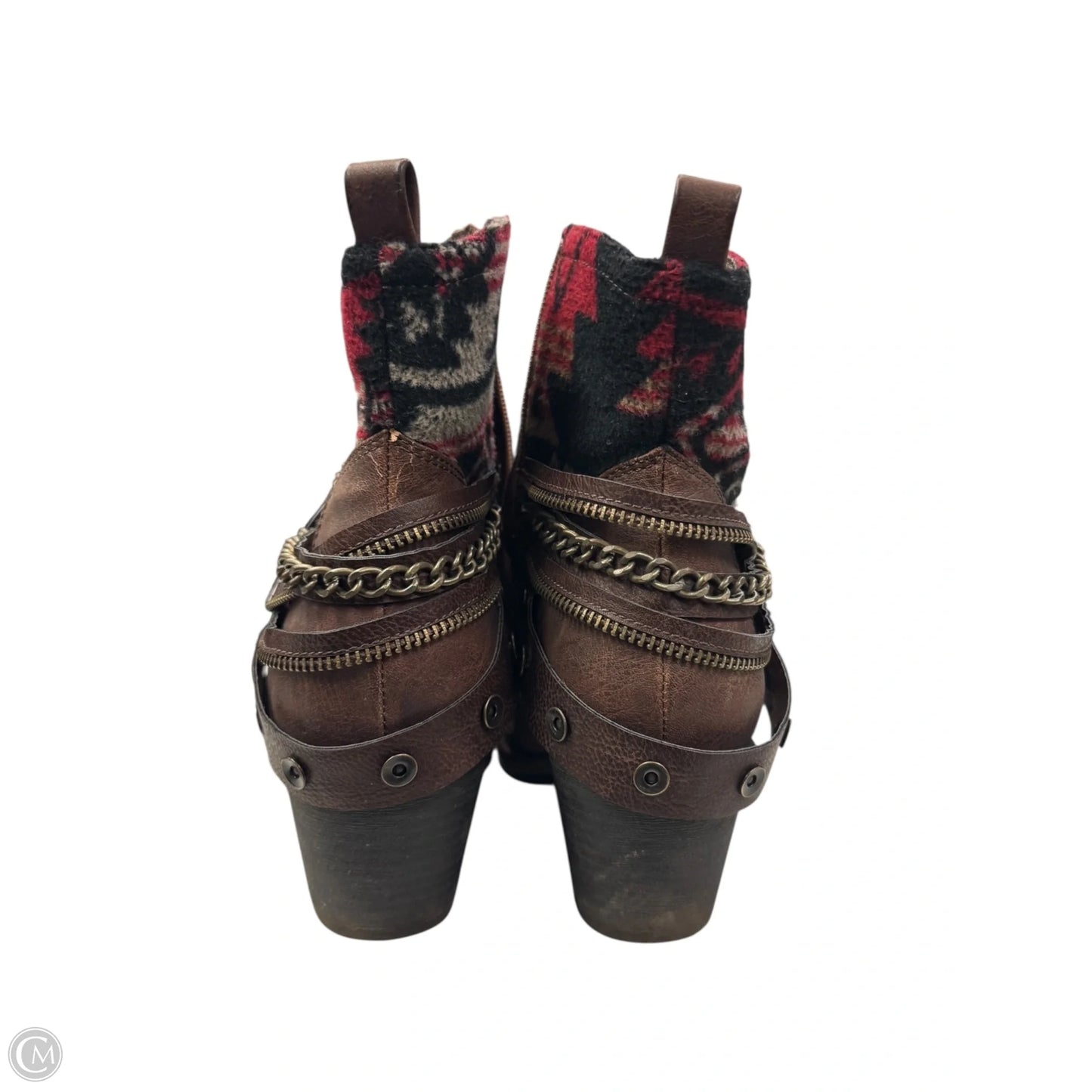 Boots Ankle Heels By Clothes Mentor In Brown, Size: 9.5