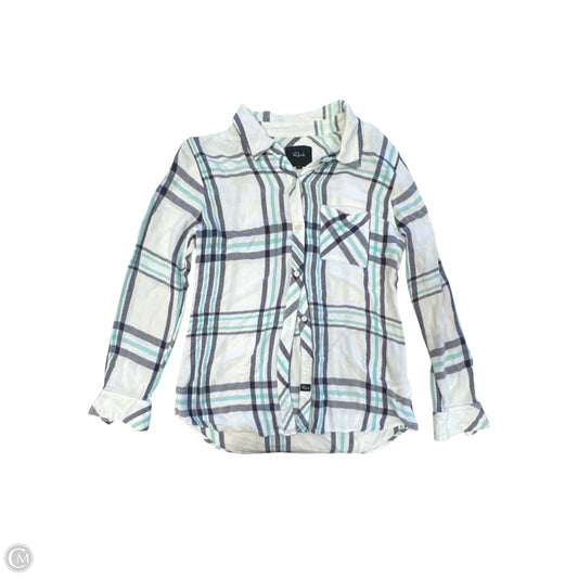 Blouse Long Sleeve By Rails In Purple & White, Size: S