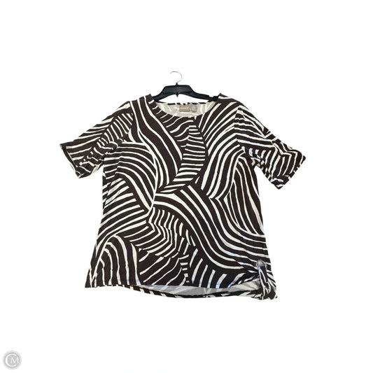 Top Short Sleeve By Chicos In Brown & White, Size: Xl