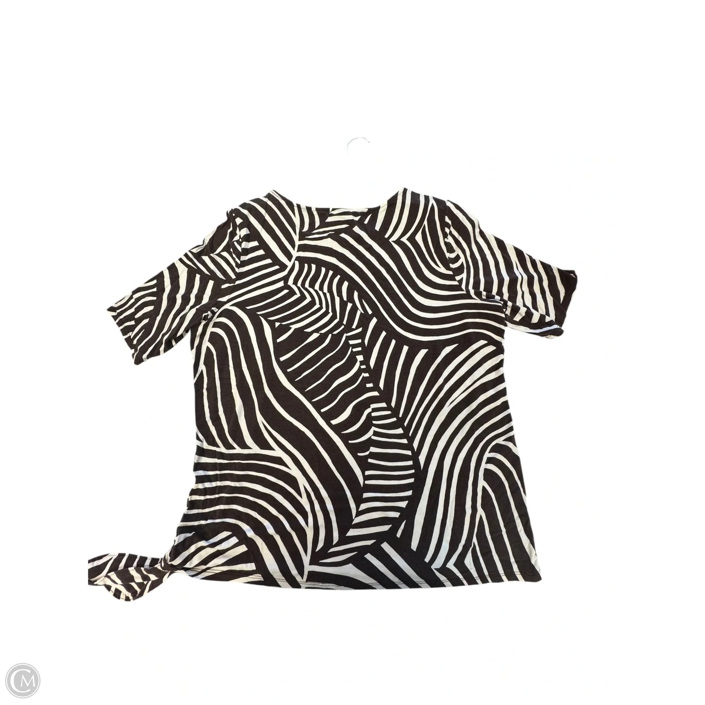 Top Short Sleeve By Chicos In Brown & White, Size: Xl