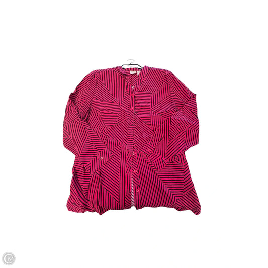 Blouse Long Sleeve By Chicos In Black & Pink, Size: Xl