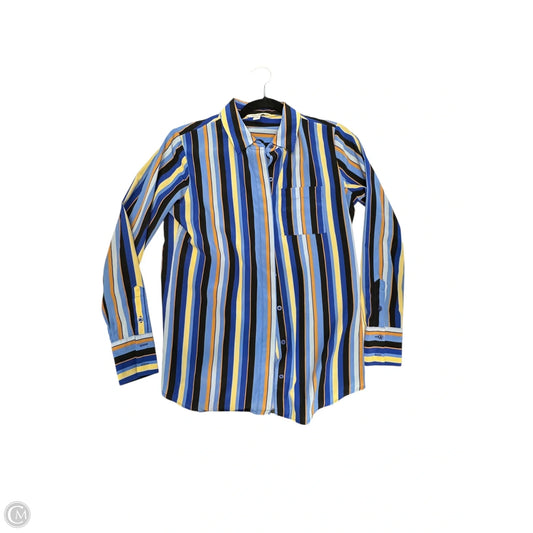 Blouse Long Sleeve By Nine West In Blue & Orange, Size: Xs