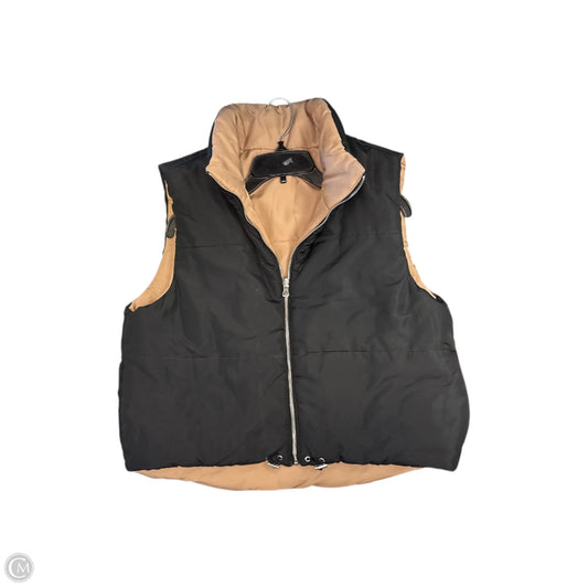 Vest Puffer & Quilted By Clothes Mentor In Black & Tan, Size: L
