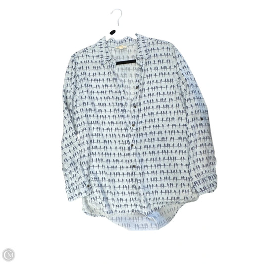 Blouse Long Sleeve By Jane And Delancey In Blue, Size: L